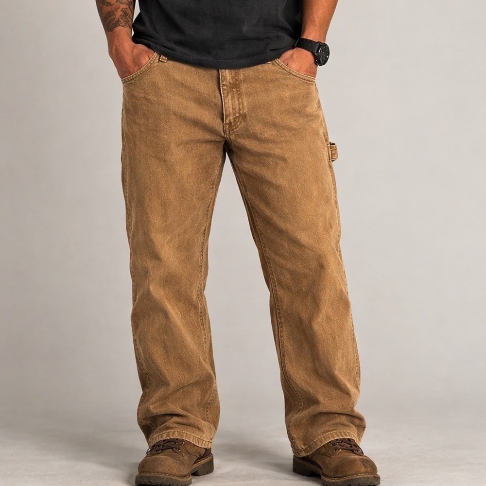 Genuine Dickies Mens 34x34 Brown Carpenter Pants Utility Workwear Distressed